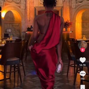 Zara Elegant Red Satin Gown